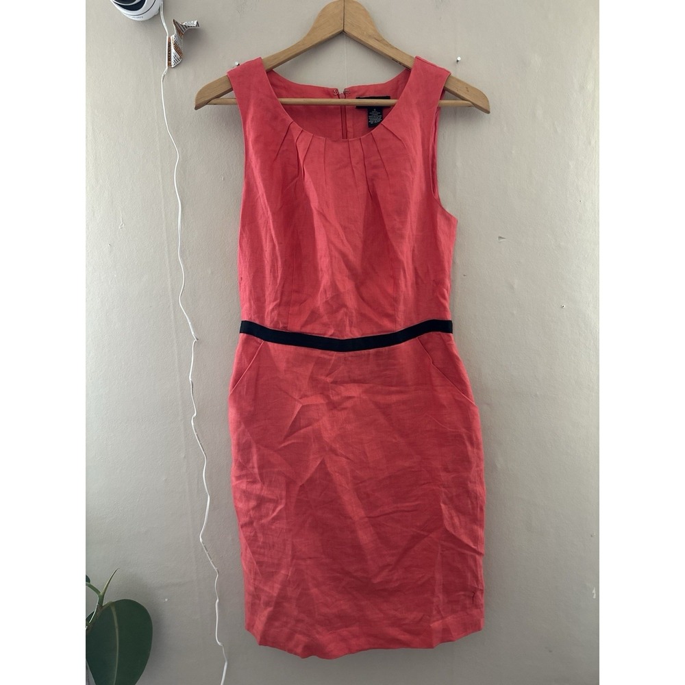 Valerie Bertinelli Womens 100% Linen Dress Size 6 Pink‎ Office Workwear Pockets